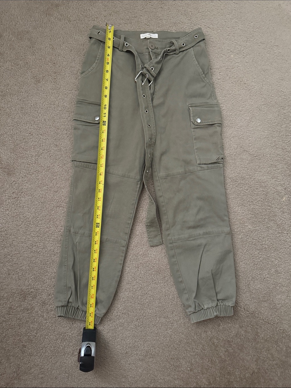 Olive Cargo Jogger Pants with Belt